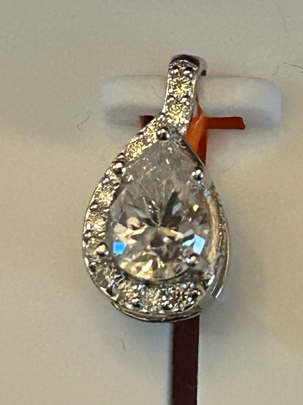 1.00CTW Teardrop Moissanite Halo Pendant Necklace in 925 Sterling Silver